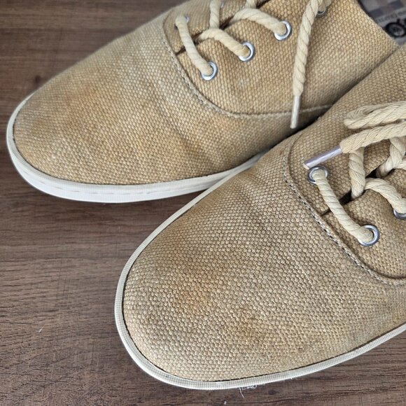 EUC BORN SHOES TAN CANVAS UPPER LACED WOMENS 9.5 - Picture 2 of 16